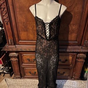 For Love And Lemons Black Lace High-Low Dress